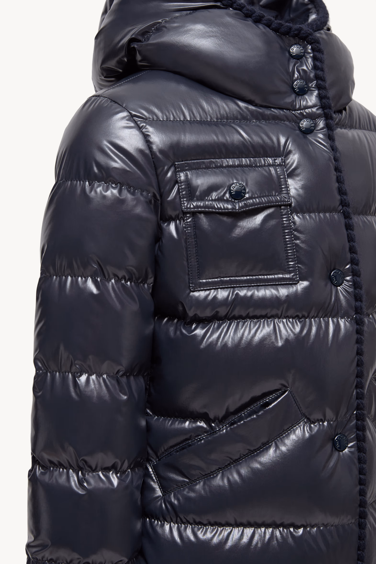 Doudoune à capuche et bordure tressée Glareins Fille Bleu marine Moncler 5